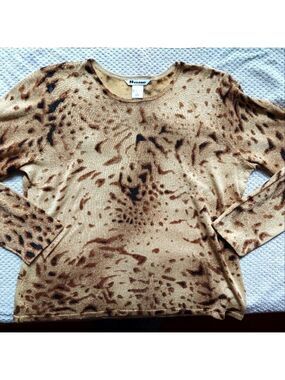 Vintage* Nygard Collection Metallic Animal Print Pullover. Size Large (14-16)